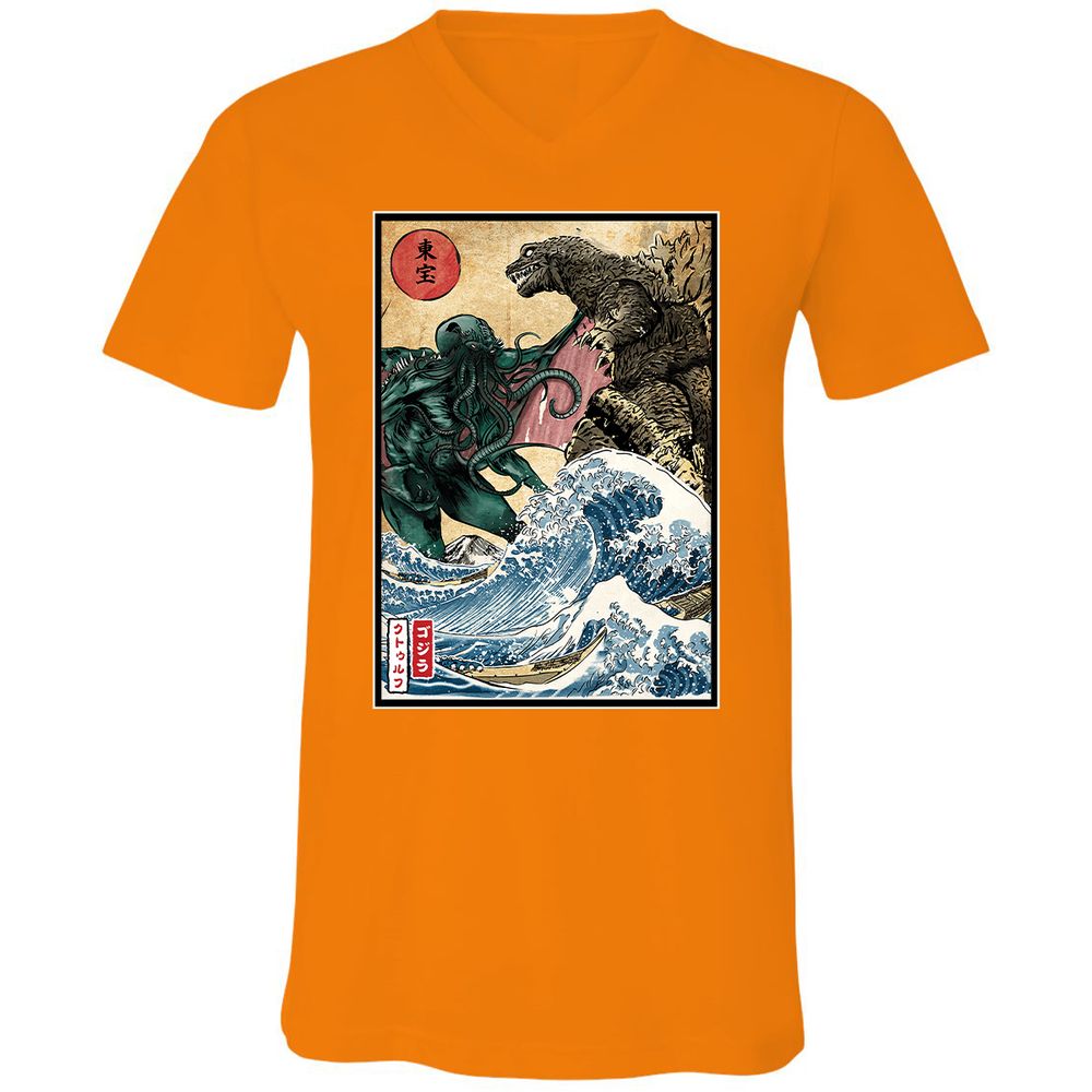 Unisex V-Neck T-Shirt - F1AY3XDG - Orange - 11
