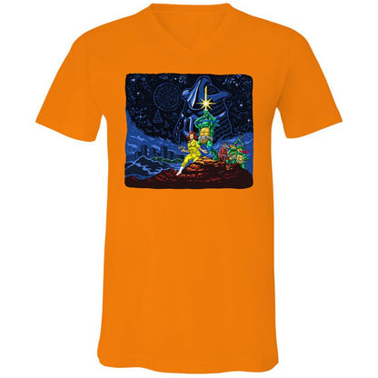 Unisex V-Neck T-Shirt - 9D8XMWLG - Orange - 11