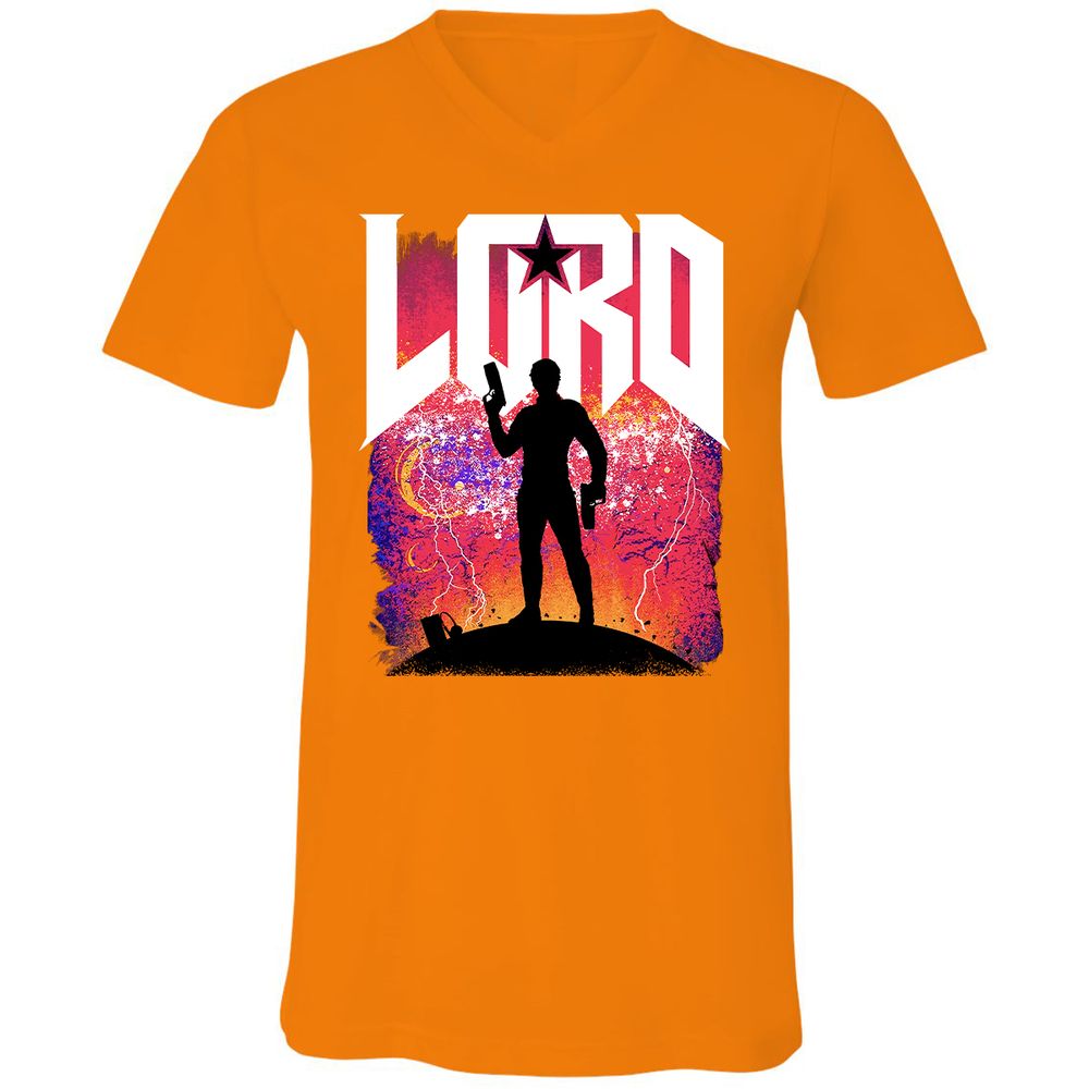 Unisex V-Neck T-Shirt - QVZ86QZ3 - Orange - 11