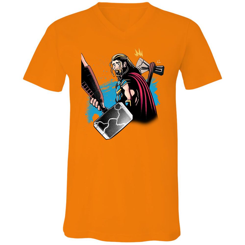 Unisex V-Neck T-Shirt - R4BTFEFH - Orange - 11