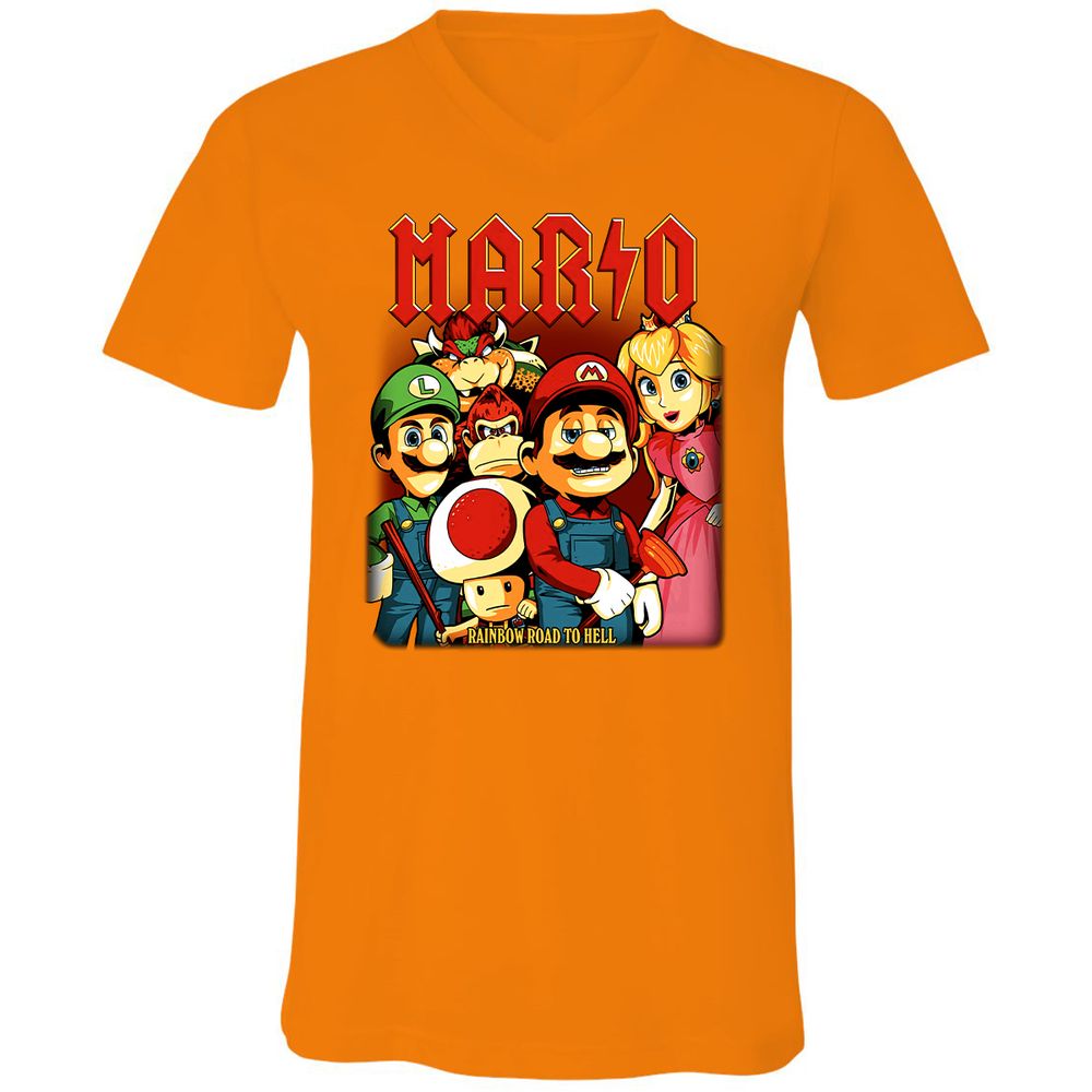 Unisex V-Neck T-Shirt - HJHXGP9C - Orange - 11