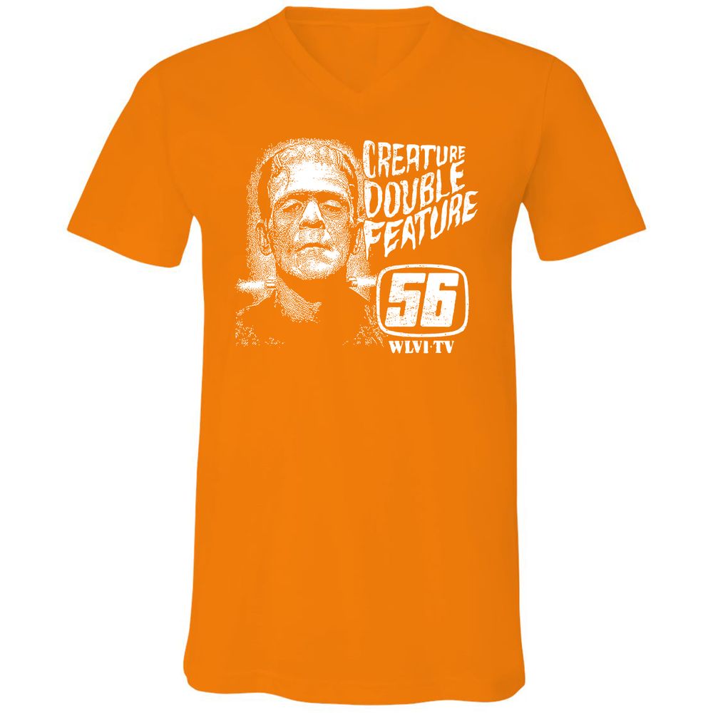 Unisex V-Neck T-Shirt - EX2DUSKU - Orange - 11