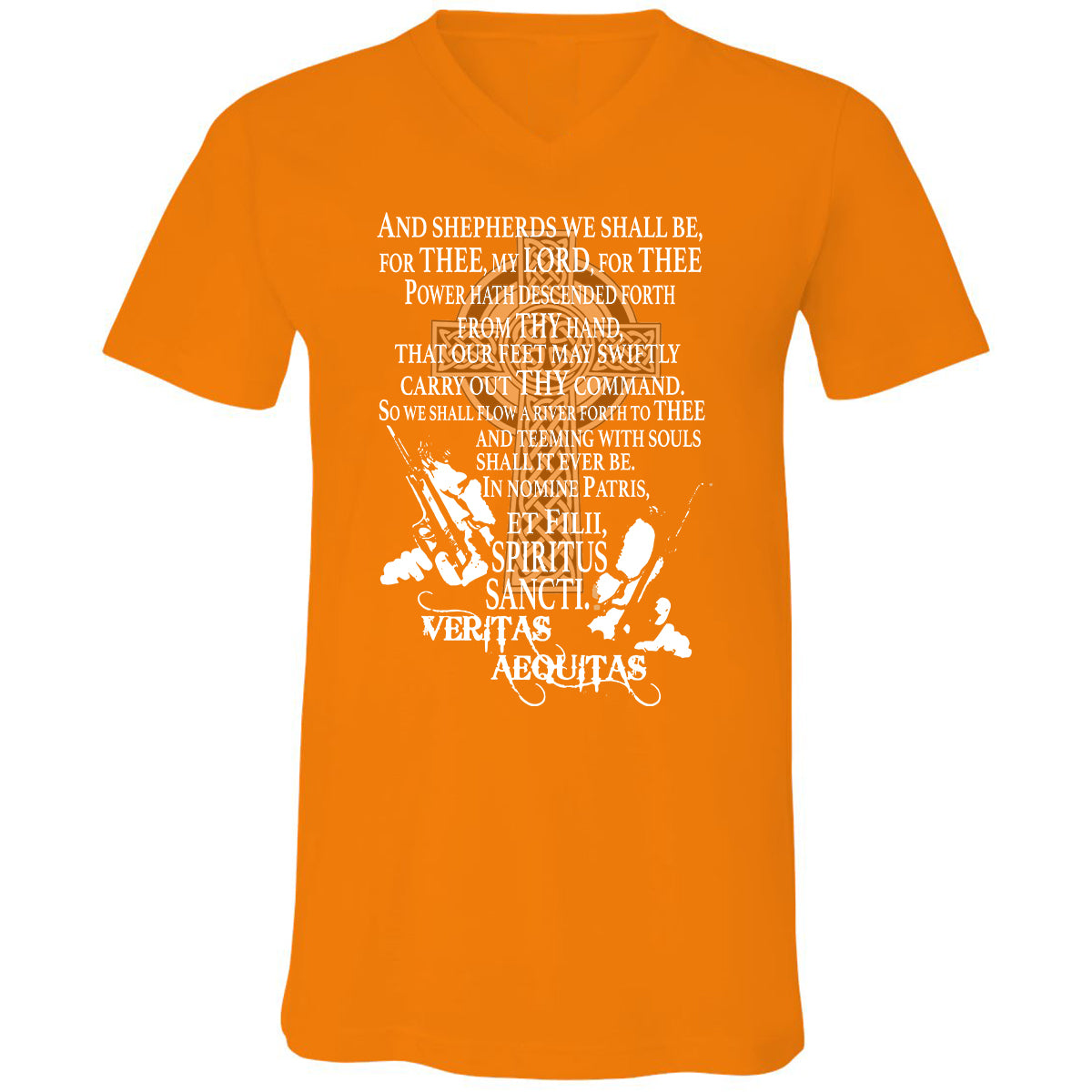 Unisex V-Neck T-Shirt - CAW5WKM2 - Orange - 11
