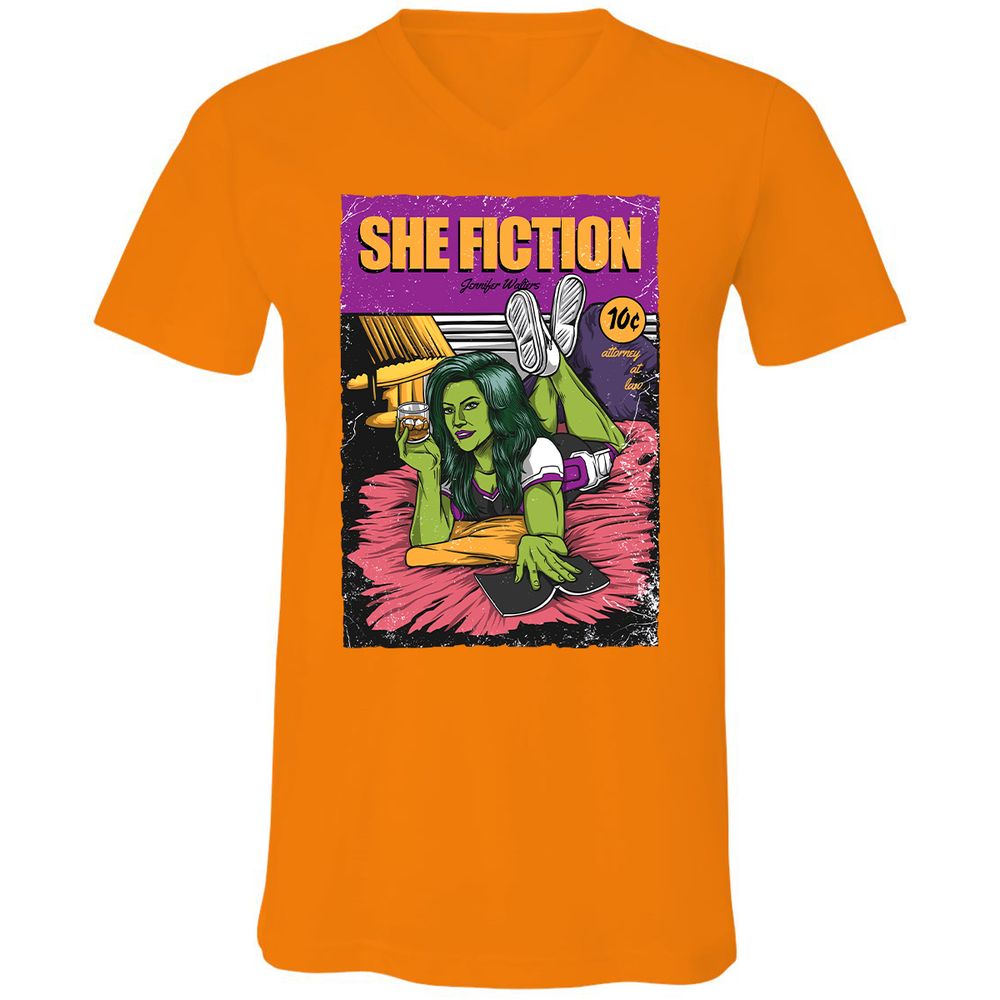 Unisex V-Neck T-Shirt - X1QNLK64 - Orange - 11