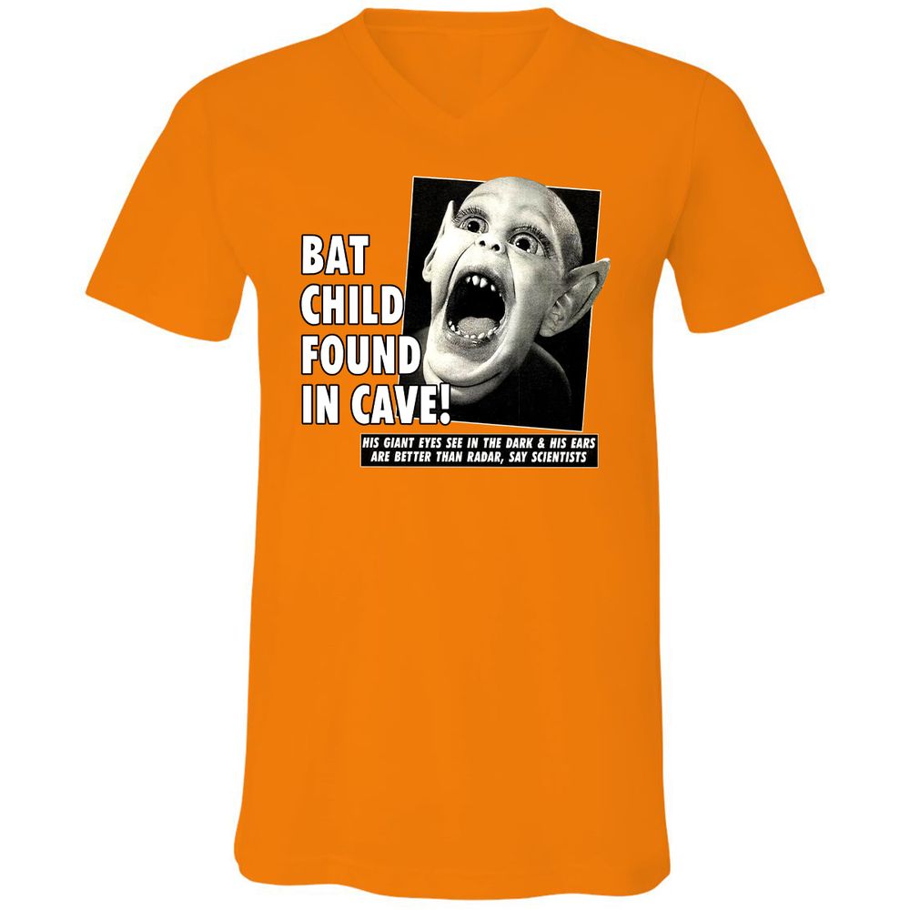 Unisex V-Neck T-Shirt - UX4LJ6QZ - Orange - 11