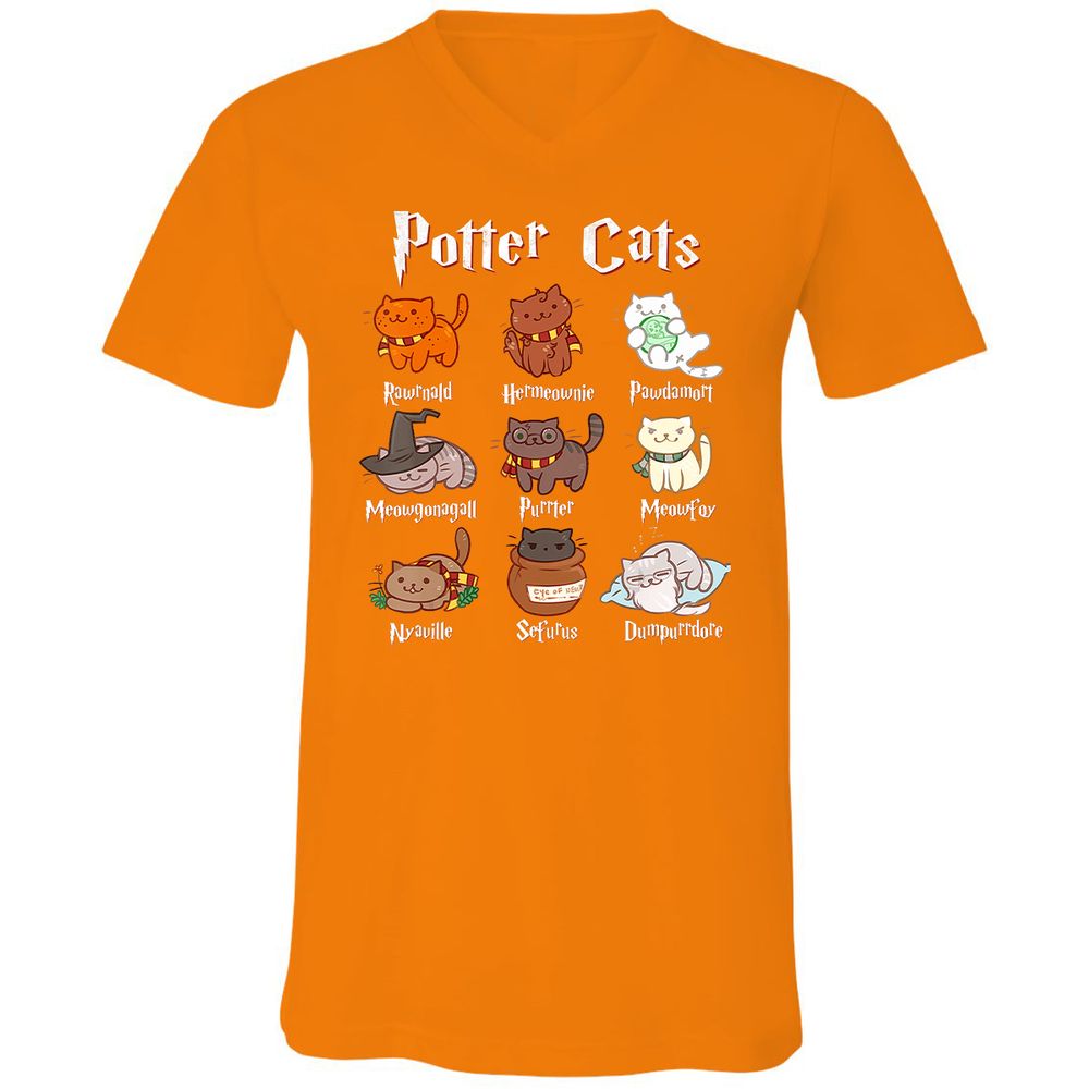 Unisex V-Neck T-Shirt - T7NK24Y6 - Orange - 11