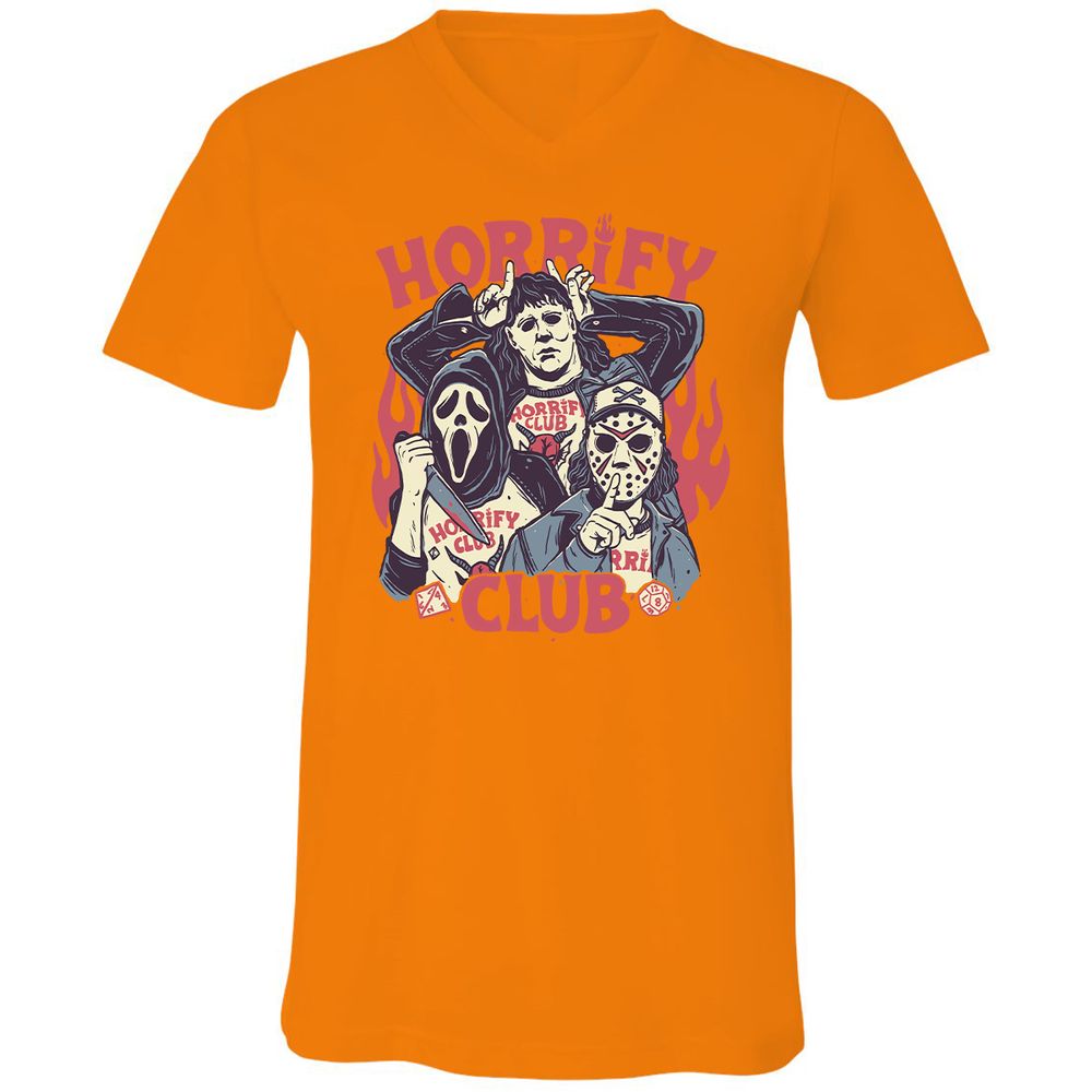 Unisex V-Neck T-Shirt - D4KH9HC6 - Orange - 11