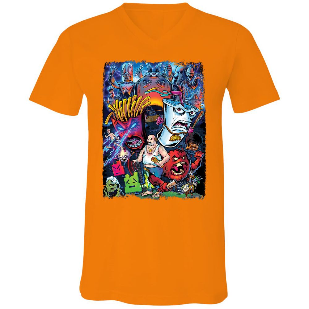 Unisex V-Neck T-Shirt - R9L8J571 - Orange - 11
