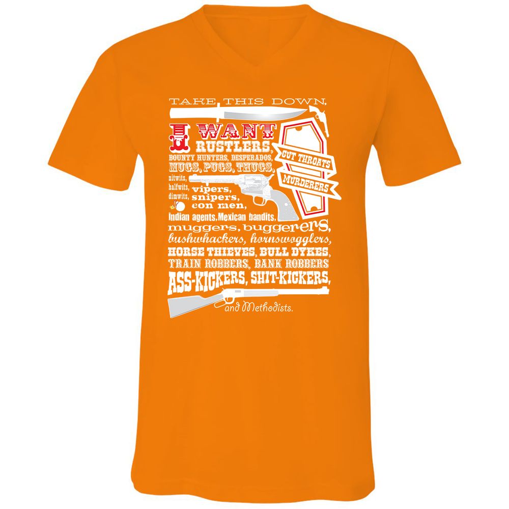 Unisex V-Neck T-Shirt - Y86TS87P - Orange - 11