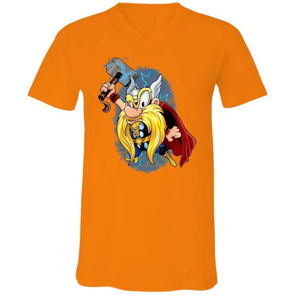 Unisex V-Neck T-Shirt - ZCFCHX2L - Orange - 11