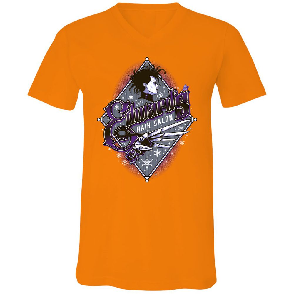 Unisex V-Neck T-Shirt - EXBDHJKM - Orange - 11