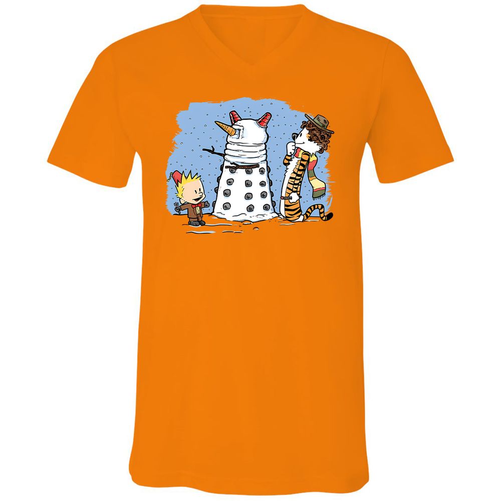 Unisex V-Neck T-Shirt - E7EQT75L - Orange - 11