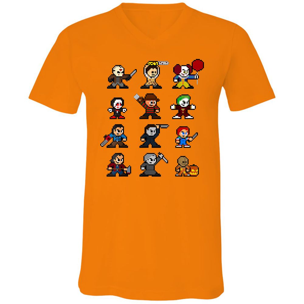 Unisex V-Neck T-Shirt - BH47GQV9 - Orange - 11