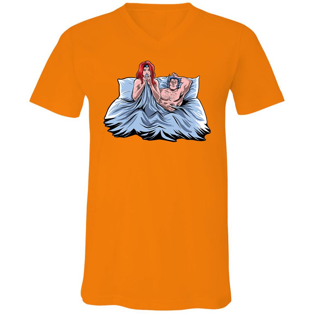 Unisex V-Neck T-Shirt - C2SWH7GX - Orange - 11