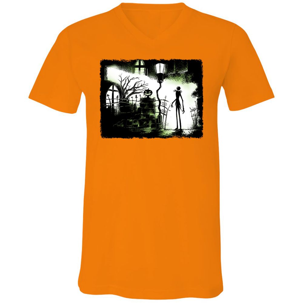 Unisex V-Neck T-Shirt - Black - Orange - 11