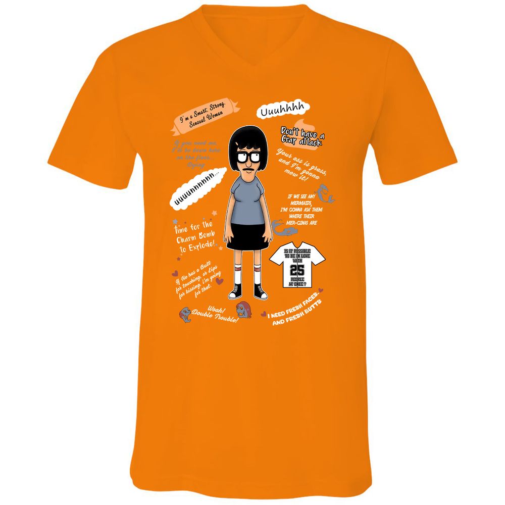 Unisex V-Neck T-Shirt - T3CZVEXZ - Orange - 11