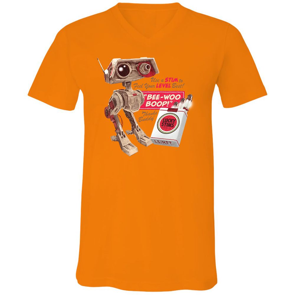 Unisex V-Neck T-Shirt - M7YJHNMC - Orange - 11