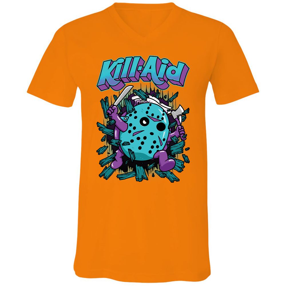 Unisex V-Neck T-Shirt - QASJDGSZ - Orange - 11