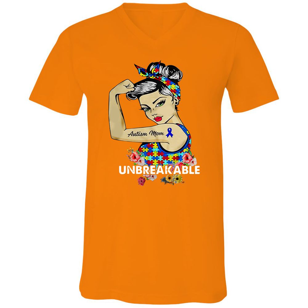 Unisex V-Neck T-Shirt - HK12TELJ - Orange - 11