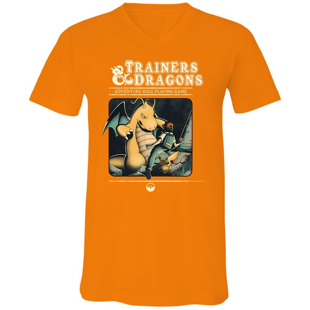 Unisex V-Neck T-Shirt - VHWZBAR7 - Orange - 11