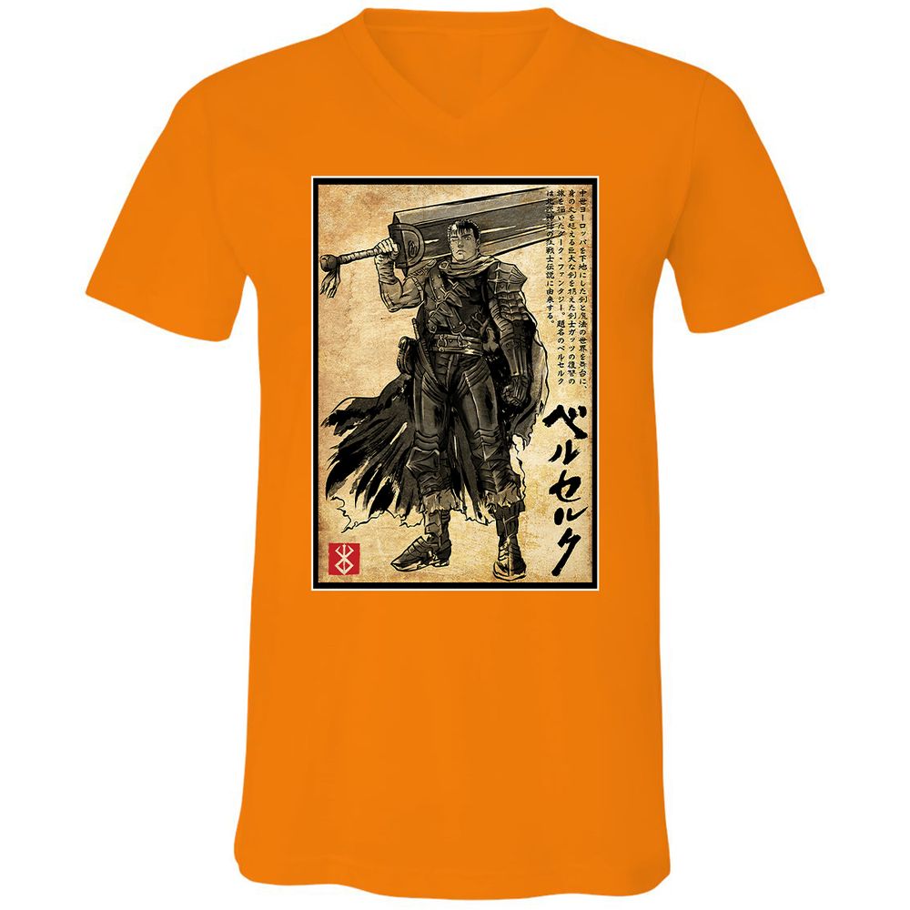 Unisex V-Neck T-Shirt - 6V9UDS5Q - Orange - 11
