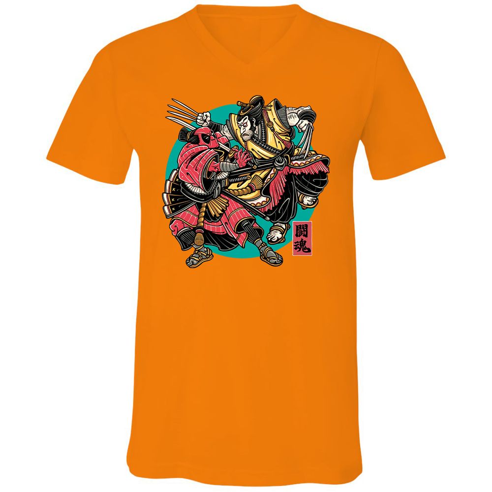 Unisex V-Neck T-Shirt - 96XJGKU9 - Orange - 11