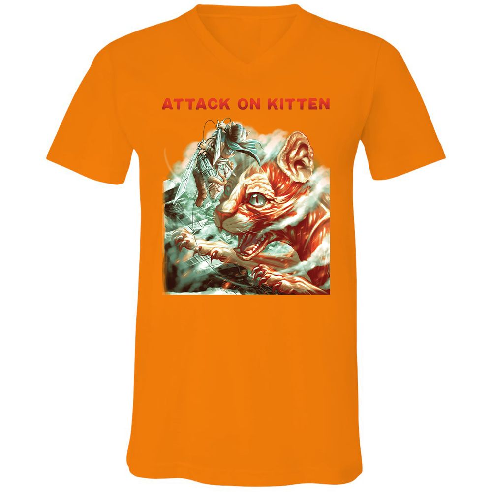 Unisex V-Neck T-Shirt - YSMT8Z6F - Orange - 11