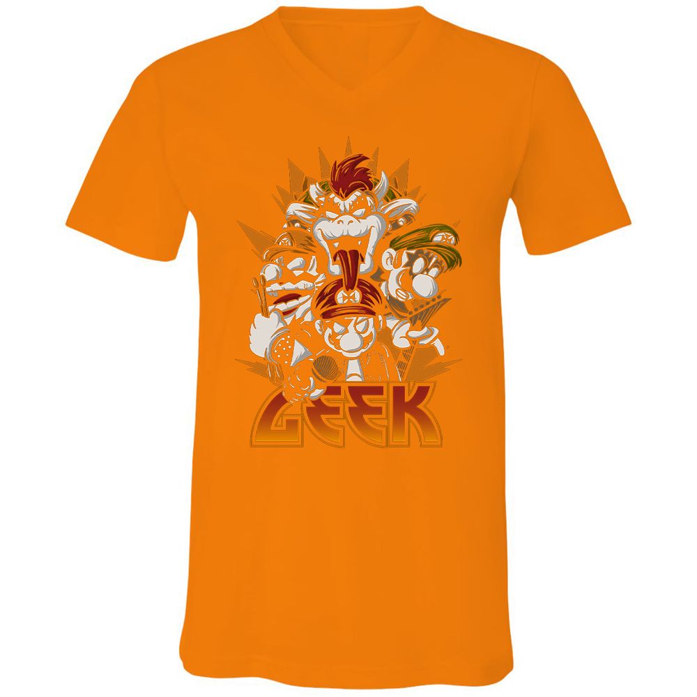Unisex V-Neck T-Shirt - QZHASNWA - Orange - 11