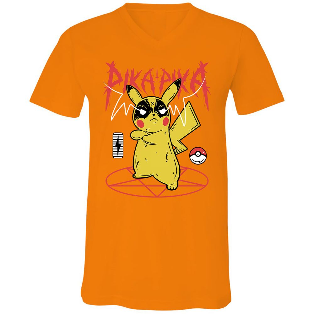 Unisex V-Neck T-Shirt - B5T1ZES6 - Orange - 11