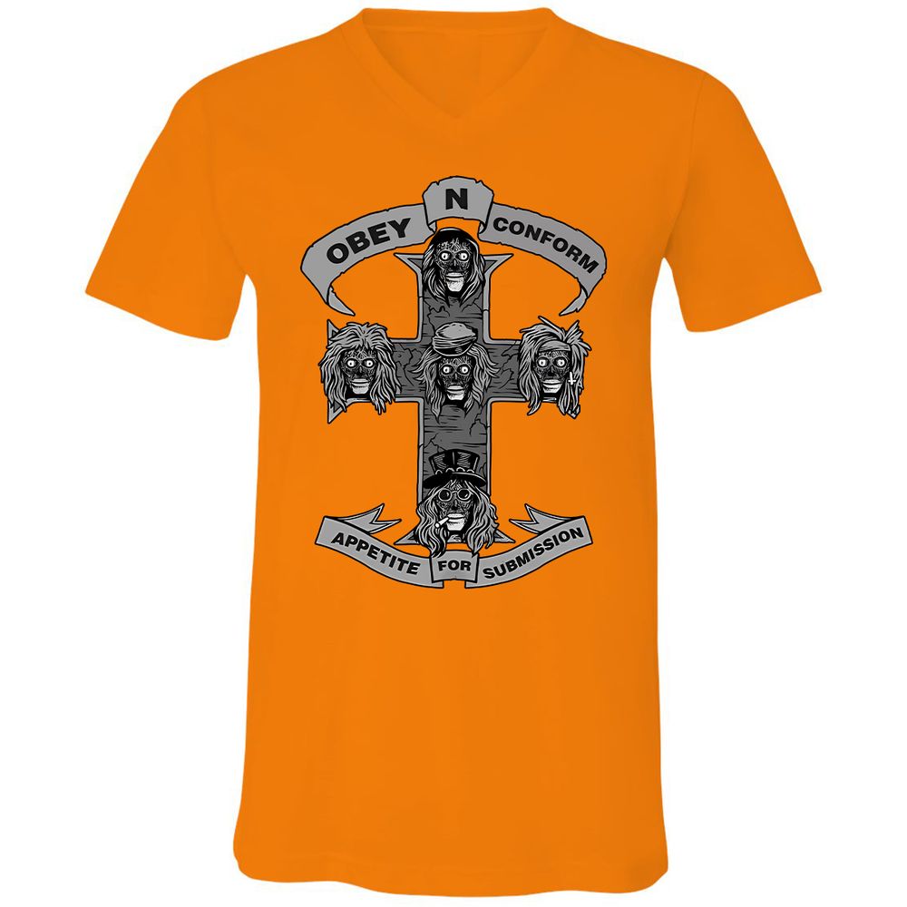 Unisex V-Neck T-Shirt - 83P2CZXJ - Orange - 11