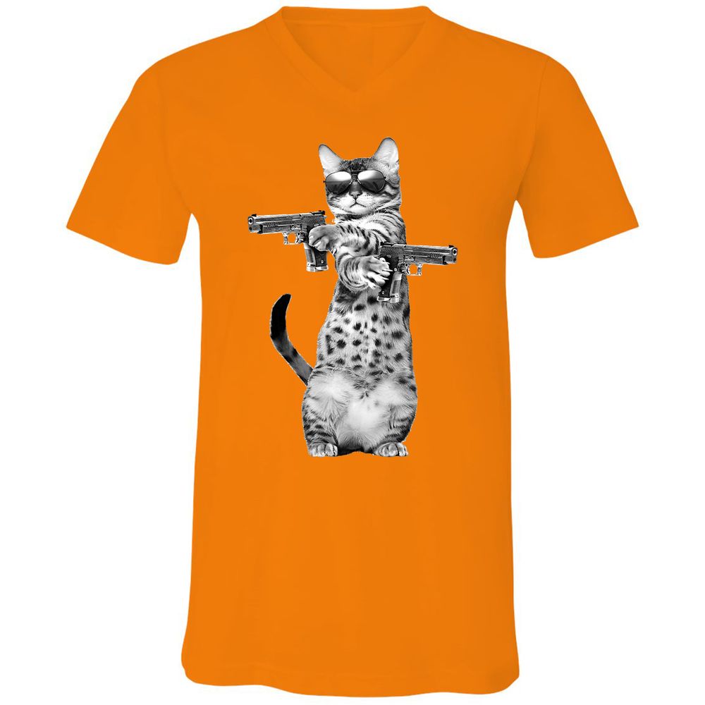 Unisex V-Neck T-Shirt - Q25L79X5 - Orange - 11