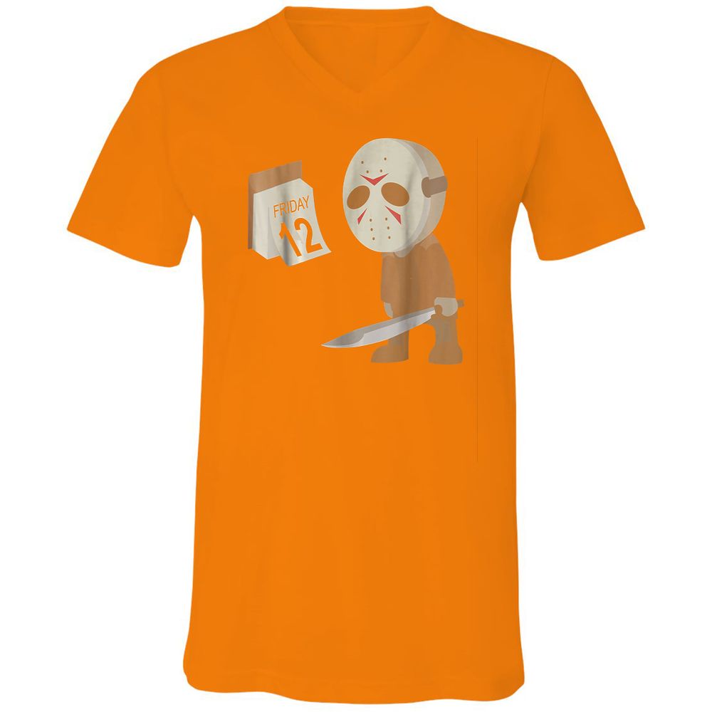 Unisex V-Neck T-Shirt - AKW3ZVBS - Orange - 11