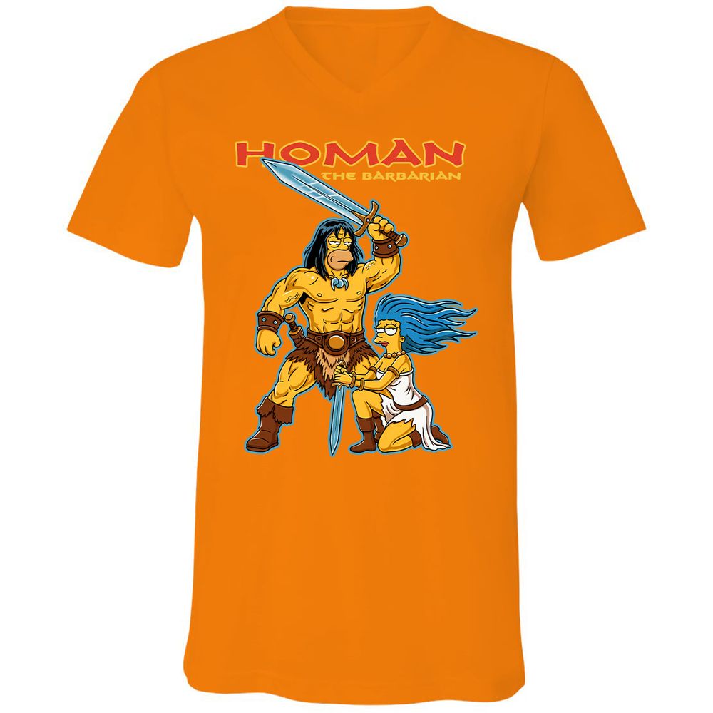 Unisex V-Neck T-Shirt - G8NTVGXJ - Orange - 11