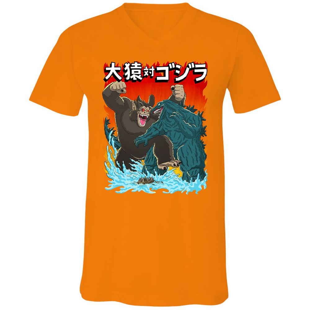 Unisex V-Neck T-Shirt - WSJERS43 - Orange - 11