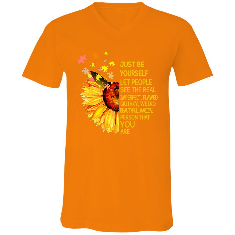 Unisex V-Neck T-Shirt - MM3Y337K - Orange - 11