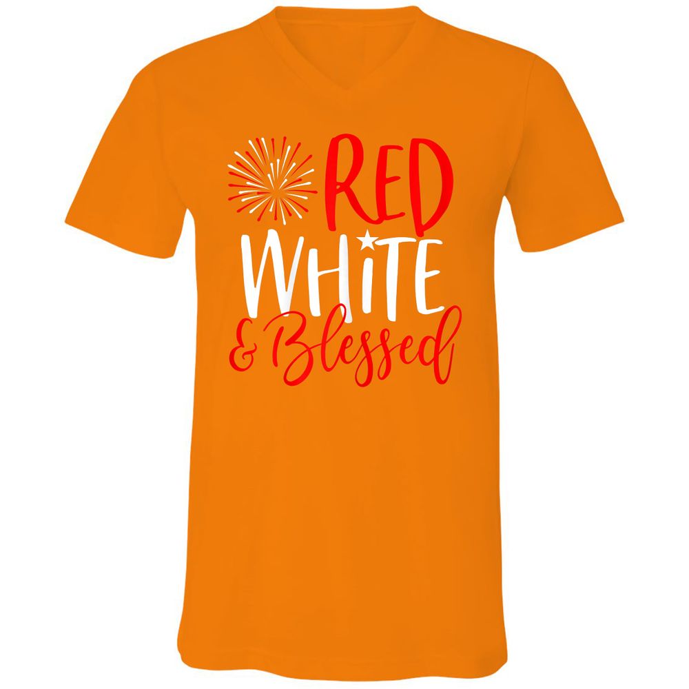 Unisex V-Neck T-Shirt - 5SPZF4MN - Orange - 11
