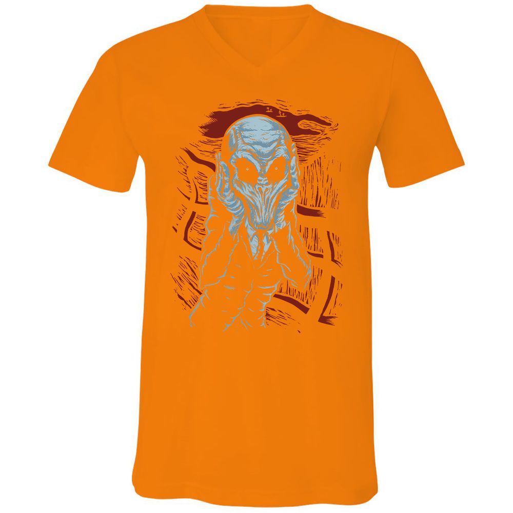Unisex V-Neck T-Shirt - H54W6YJ9 - Orange - 11
