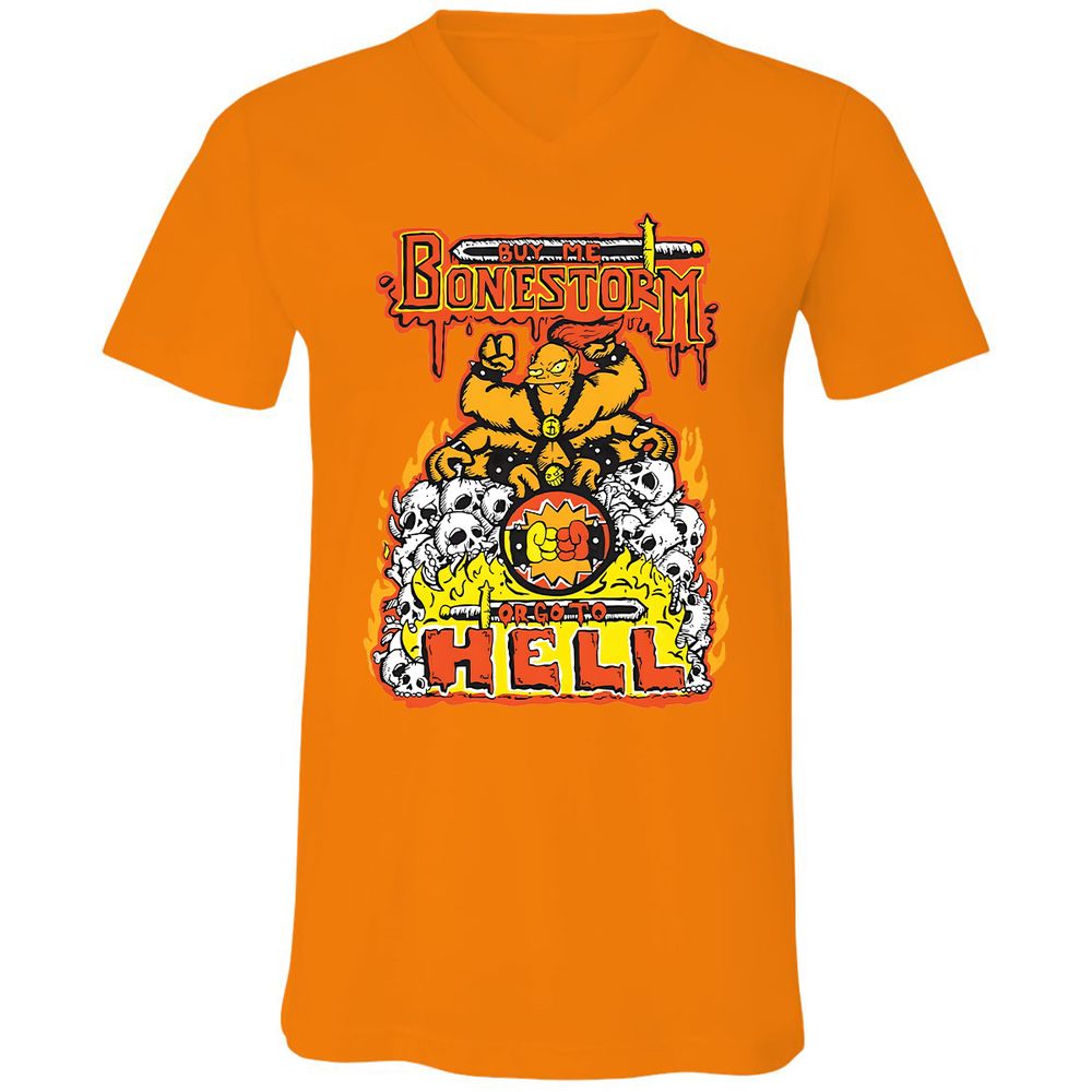 Unisex V-Neck T-Shirt - X4Y1QR2M - Orange - 11