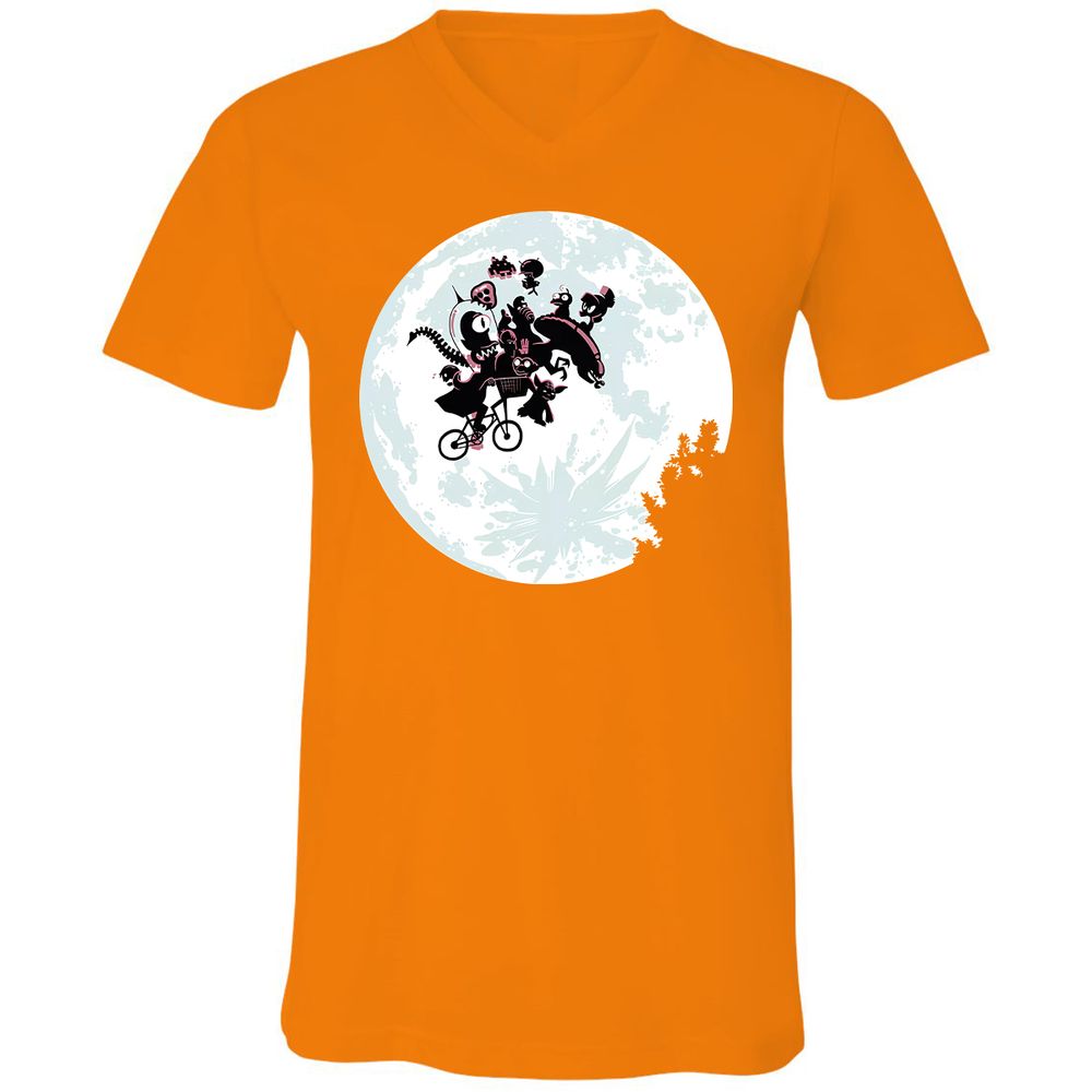 Unisex V-Neck T-Shirt - RS1XUU7E - Orange - 11