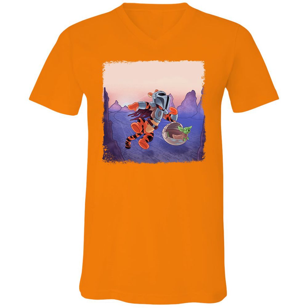 Unisex V-Neck T-Shirt - 38JYX5VU - Orange - 11