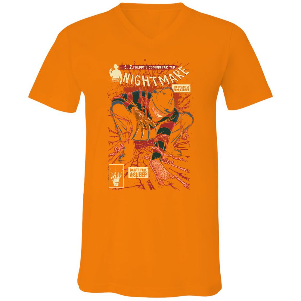 Unisex V-Neck T-Shirt - QS47BQ7H - Orange - 11