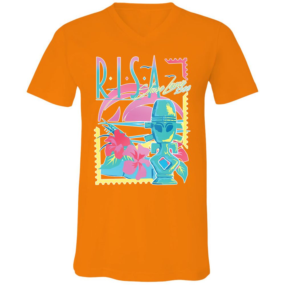 Unisex V-Neck T-Shirt - UJA6FPF9 - Orange - 11