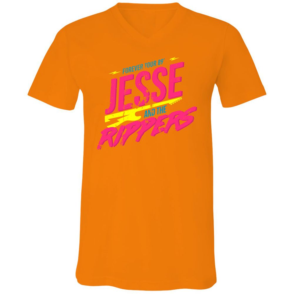 Unisex V-Neck T-Shirt - K2JCZP6X - Orange - 11