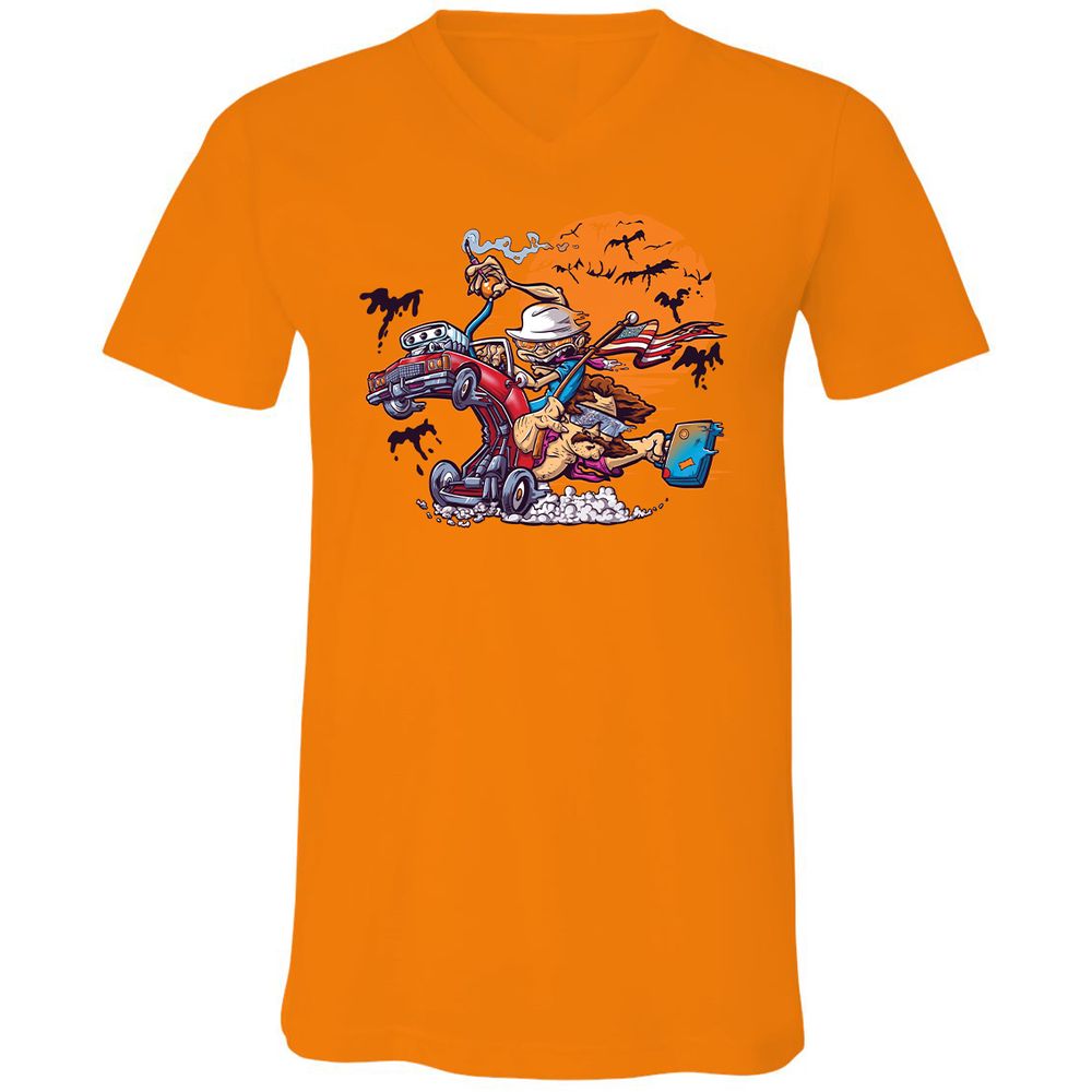 Unisex V-Neck T-Shirt - KZKCJ1RN - Orange - 11