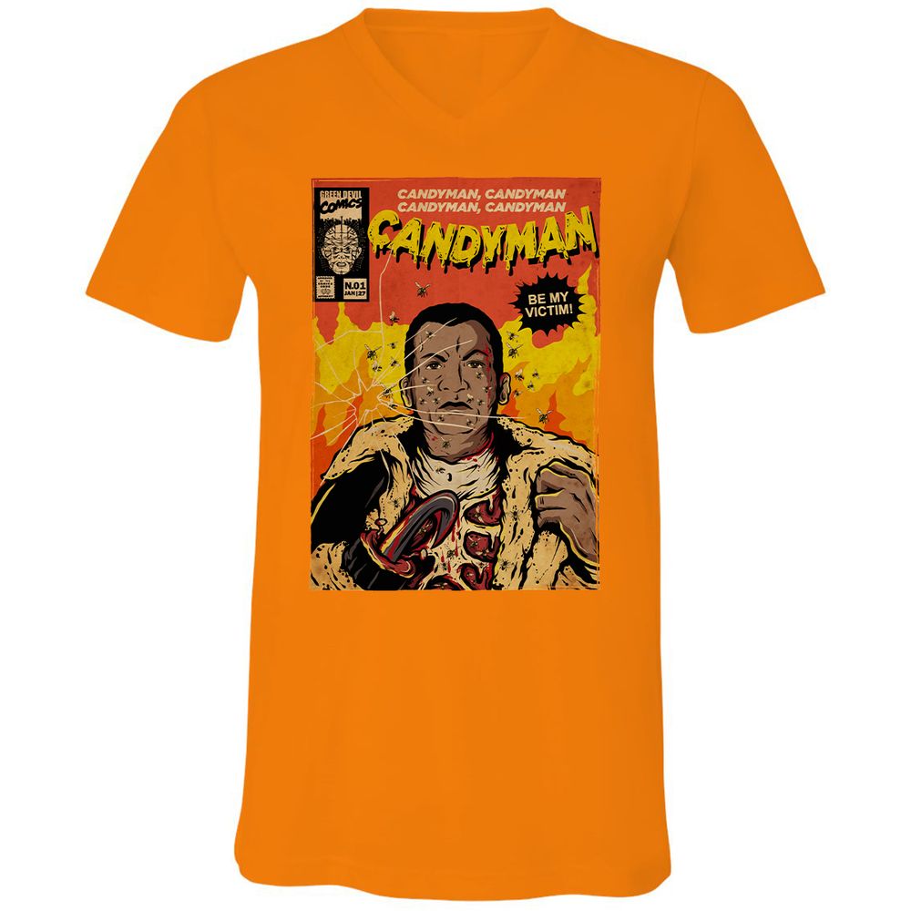 Unisex V-Neck T-Shirt - BKH4T9YG - Orange - 11