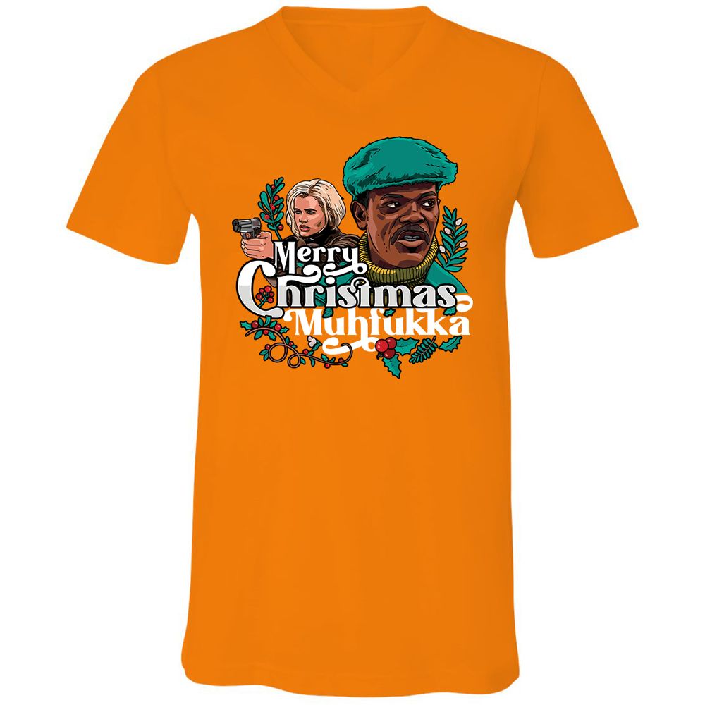 Unisex V-Neck T-Shirt - PVQ6LE66 - Orange - 11