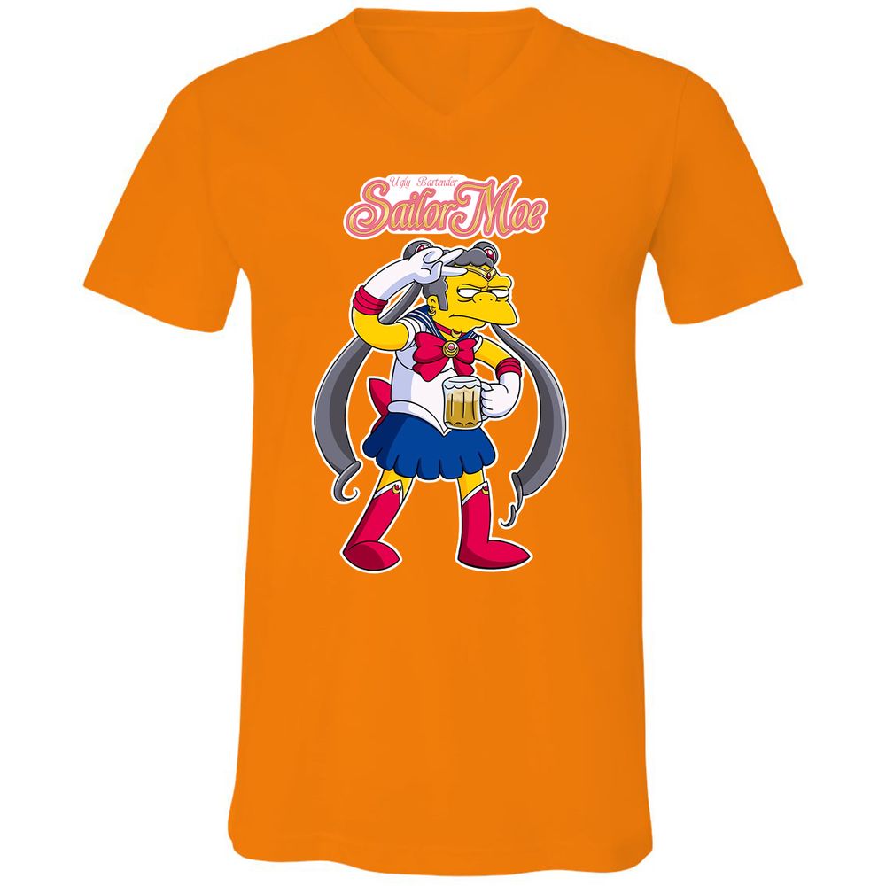 Unisex V-Neck T-Shirt - RP5NB6MK - Orange - 11