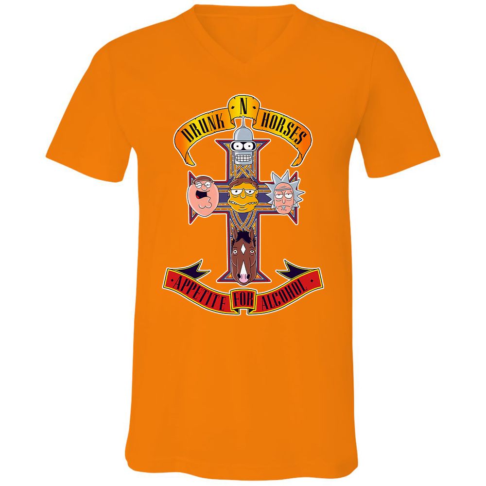 Unisex V-Neck T-Shirt - 48UHCCNW - Orange - 11