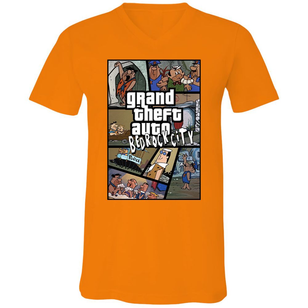 Unisex V-Neck T-Shirt - 7R8V4MEM - Orange - 11
