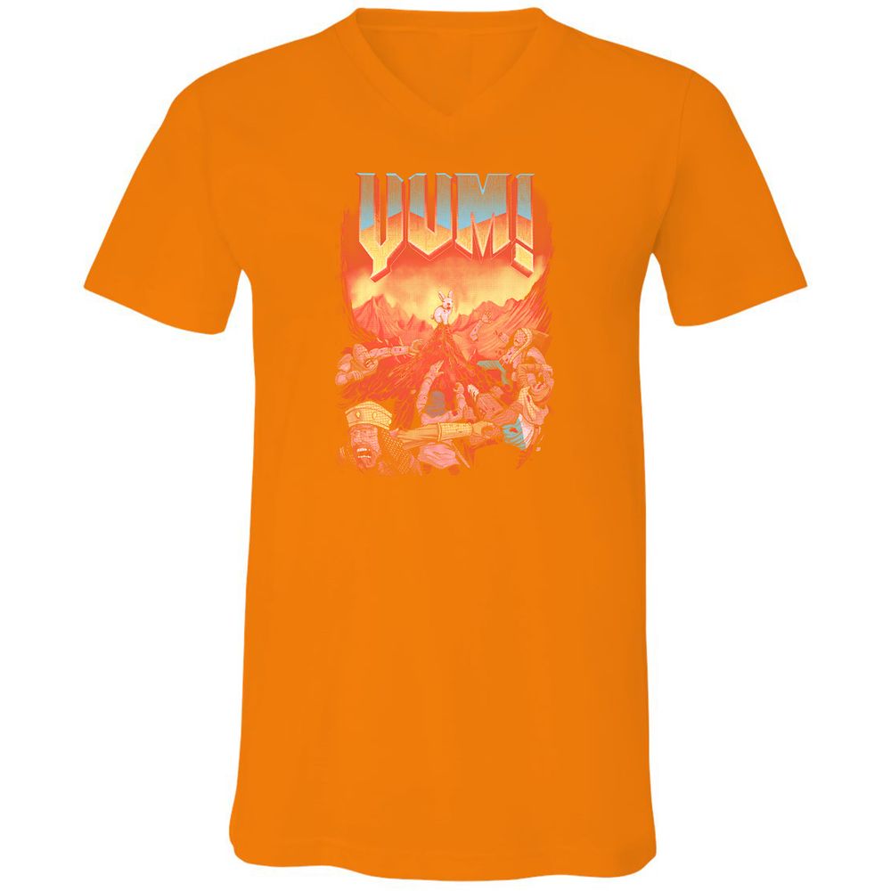 Unisex V-Neck T-Shirt - G9UGDK9P - Orange - 11